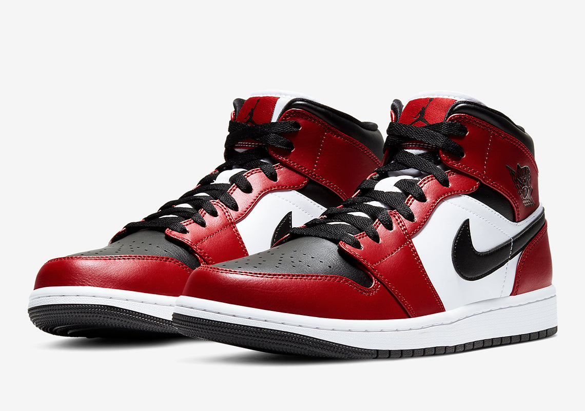 Nike air jordan 1 mid red black deals